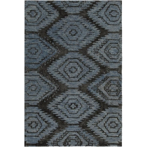 Chandra Paola Jute/Viscose Rectangular Handmade Rug, Blue/Black