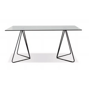Mobital Papillon Glass Dining Table, Clear/Black Powder Coated Steel