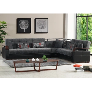 Empire Furniture, USA Paramus L-Shaped Upholstered Convertible Storage Sectional, Grey