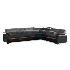 Empire Furniture, USA Paramus L-Shaped Upholstered Convertible Storage Sectional, Grey