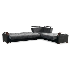 Empire Furniture, USA Paramus L-Shaped Upholstered Convertible Storage Sectional, Grey