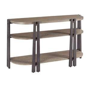 Hammary Hamilton Pasadena Demilune Wood/Metal Sofa Table, Weathered Caramel/Smoked Charcoal
