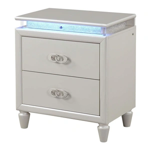Galaxy Home Furnishings Passion 2-Drawer Wood Veneer Nightstand with LED Lighting, Milky White