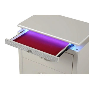 Galaxy Home Furnishings Passion 2-Drawer Wood Veneer Nightstand with LED Lighting, Milky White