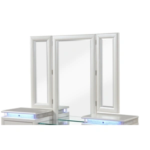 Galaxy Home Furnishings Passion 6-Drawer Wood Veneer Vanity with LED Lighting, Milky White