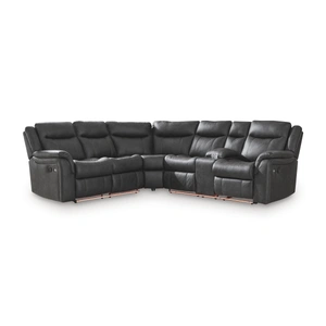 Ashley Furniture Sultan Meadow Faux Leather 2-Piece Reclining Sectional Sofa, Carbon