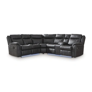 Ashley Furniture Sultan Meadow Faux Leather 2-Piece Reclining Sectional Sofa, Carbon