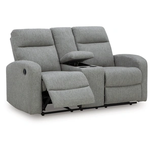 Ashley Furniture Gauntlet Polyester Reclining Loveseat w/Console, Sterling