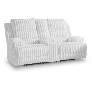 Ashley Furniture Rhines Falls Polyester Power Reclining Loveseat w/Console, Alloy