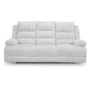 Ashley Furniture Rhines Falls Polyester Power Reclining Sofa w/Drop Down Table, Alloy