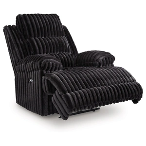 Ashley Furniture Rhine Falls Zero Wall Polyester Power Recliner in Onyx