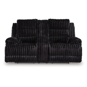 Ashley Furniture Rhine Falls Polyester Power Reclining Loveseat w/Console, Onyx