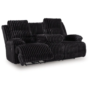 Ashley Furniture Rhine Falls Polyester Power Reclining Sofa w/Drop Down Table, Onyx