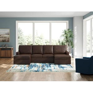 Ashley Furniture McDowlan Leather/Faux Leather 3-Piece Sectional Sofa w/Double Chaise, Coffee