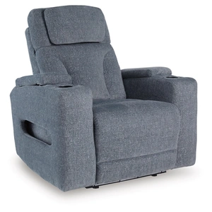 Ashley Furniture Studio Cave Polyester Power Recliner w/Adjustable Headrest, Steel