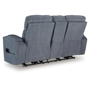 Ashley Furniture Studio Cave Polyester Power Reclining Loveseat w/Console & Adjustable Headrests, Steel