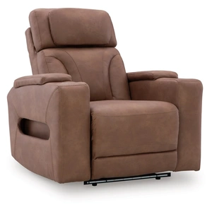 Ashley Furniture Clean-Slate Faux Leather Power Recliner w/Adjustable Headrest, Caramel