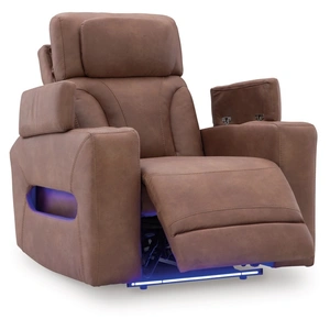Ashley Furniture Clean-Slate Faux Leather Power Recliner w/Adjustable Headrest, Caramel