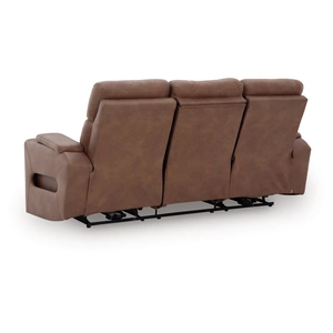 Ashley Furniture Clean-Slate Faux Leather Power Reclining Sofa w/Adjustable Headrests, Caramel