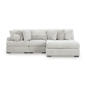 Ashley Furniture Cuddle Plush Fabric 3-Piece Sectional Sofa w/Right Chaise, Arctic