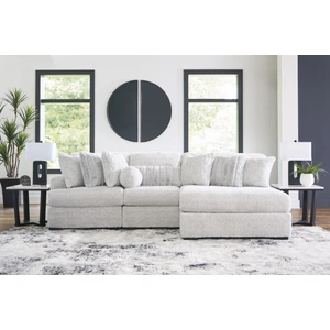 Ashley Furniture Cuddle Plush Fabric 3-Piece Sectional Sofa w/Right Chaise, Arctic