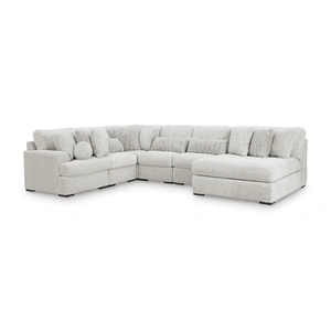 Ashley Furniture Cuddle Plush Fabric 6-Piece Sectional Sofa w/Right Chaise, Arctic