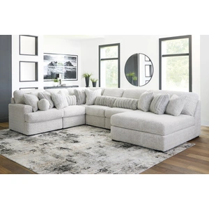 Ashley Furniture Cuddle Plush Fabric 6-Piece Sectional Sofa w/Right Chaise, Arctic