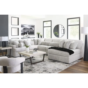 Ashley Furniture Cuddle Plush Fabric 6-Piece Sectional Sofa w/Right Chaise, Arctic