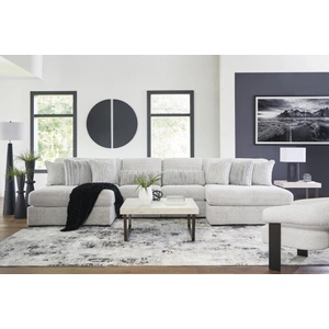 Ashley Furniture Cuddle Plush Fabric 4-Piece Sectional Sofa w/Double Chaise, Arctic