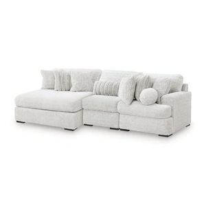 Ashley Furniture Cuddle Plush Fabric 3-Piece Sectional Sofa w/Left Chaise, Arctic