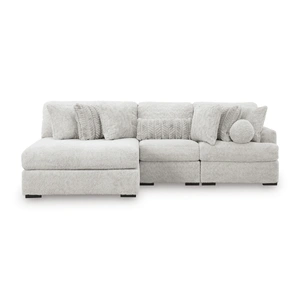 Ashley Furniture Cuddle Plush Fabric 3-Piece Sectional Sofa w/Left Chaise, Arctic