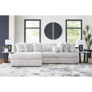 Ashley Furniture Cuddle Plush Fabric 3-Piece Sectional Sofa w/Left Chaise, Arctic