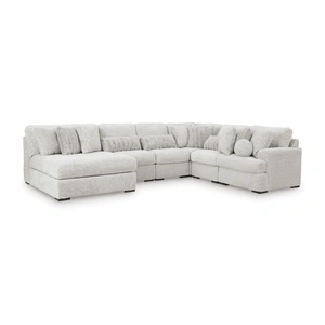 Ashley Furniture Cuddle Plush Fabric 6-Piece Sectional Sofa w/Left Chaise, Arctic