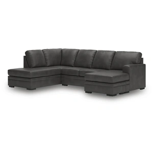 Ashley Furniture Lofton-Pike Faux Leather U-Shaped 2-Piece Sectional Sofa w/Righ Arm Chaise Facing, Shadow