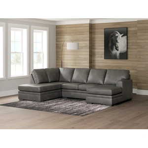 Ashley Furniture Lofton-Pike Faux Leather U-Shaped 2-Piece Sectional Sofa w/Righ Arm Chaise Facing, Shadow