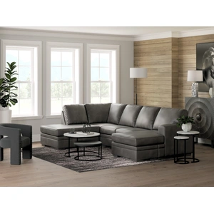 Ashley Furniture Lofton-Pike Faux Leather U-Shaped 2-Piece Sectional Sofa w/Righ Arm Chaise Facing, Shadow