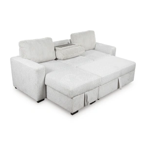 Ashley Furniture Wohlen Fabric 2-Piece Sectional w/Pop Up Sleeper & Chaise, Alloy