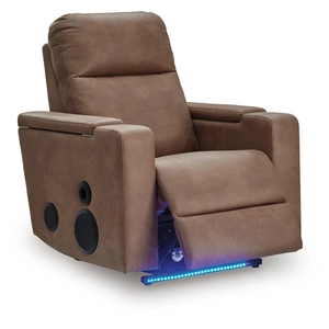Ashley Furniture Lorrenton Faux Leather Glider Power Recliner w/Audio System, Caramel