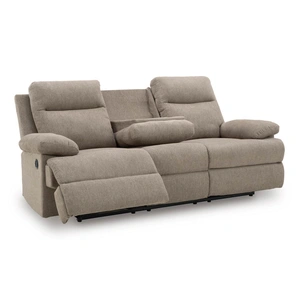 Ashley Furniture Side-Swipe Polyester Reclining Sofa w/Drop Down Table