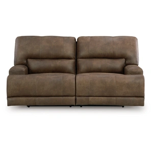 Ashley Furniture Beckley Place Faux Leather 2-Seat Power Reclining Sofa w/Adjustable Headrests, Earth