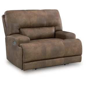 Ashley Furniture WRS Beckley Place Faux Leather Power Recliner w/Adjustable Headrest, Earth