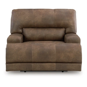 Ashley Furniture WRS Beckley Place Faux Leather Power Recliner w/Adjustable Headrest, Earth