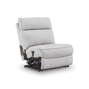 Ashley Furniture Social Pointe 5-Piece L-Shaped Polyester Power Reclining Sectional, Pearl/Ash