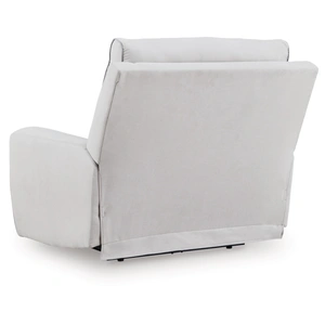 Ashley Furniture Social Pointe Polyester Power Recliner w/Adjustable Headrest, Pearl/Ash