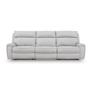 Ashley Furniture Social Pointe 3-Piece Polyester Modular Power Reclining Sofa, Pearl/Ash