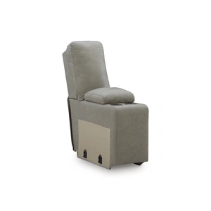 Ashley Furniture Narwhal Place 3-Piece Faux Leather Modular Power Reclining Loveseat w/Console, Pebble
