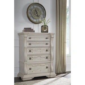 Ashley Furniture Bruchandi MDF/Wood Veneer Chest w/5 Drawers, Antique White