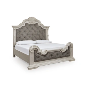 Ashley Furniture Bruchandi Fabric/MDF/Wood Veneer Upholstered Panel Bed, Antique White