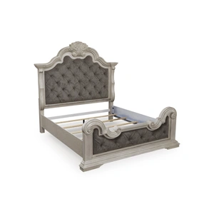 Ashley Furniture Bruchandi Fabric/MDF/Wood Veneer Upholstered Panel Bed, Antique White
