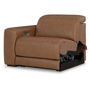 Ashley Furniture Magic Man Rally 5-Piece L-Shaped Leather Power Reclining Sectional, Caramel